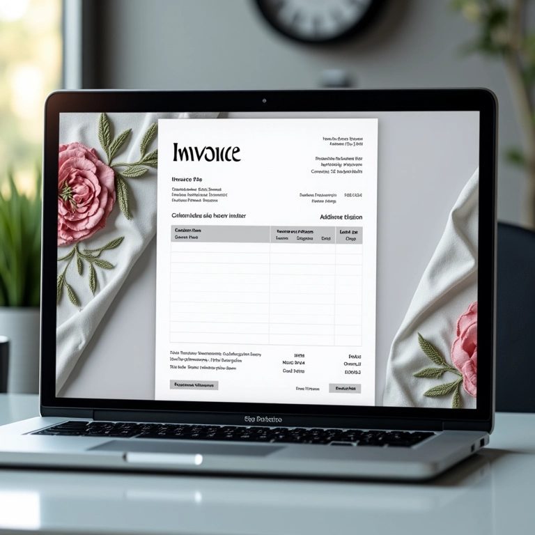 Laptop mostrando modelo de nota fiscal para MEI.