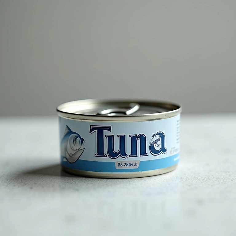 Lata de atum com a data de validade claramente visível.