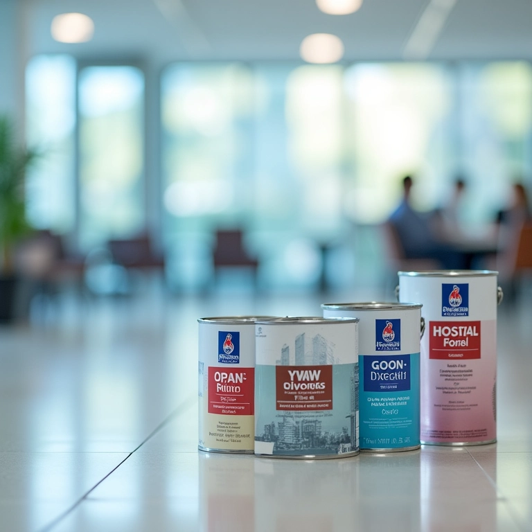 Latas de tinta Sherwin-Williams em diversas cores.