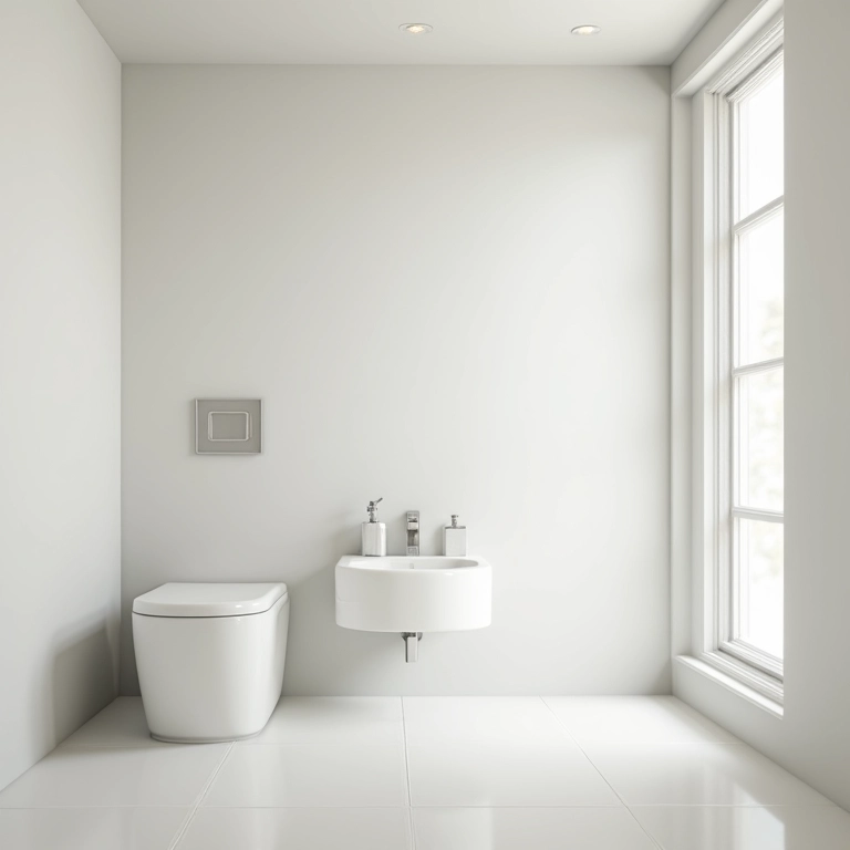 Lavabo com cores claras ampliando o espaço.