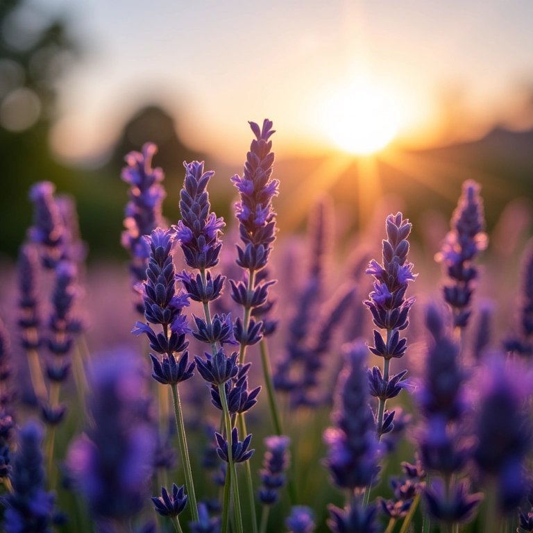 Lavanda florescendo sob o sol forte.