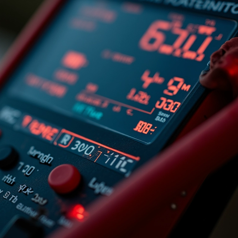 Leitura de resultados no multímetro automotivo.