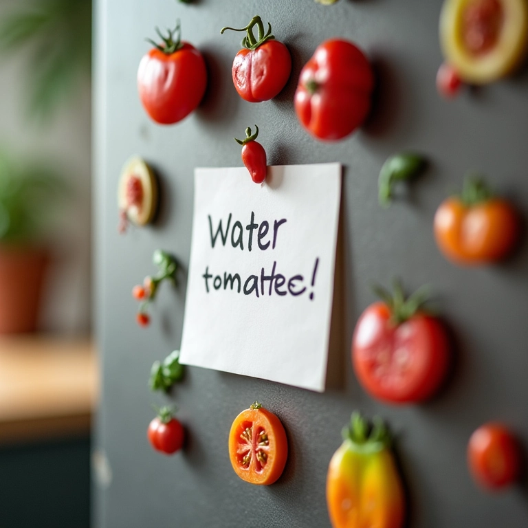 Lembrete: regar os tomates italianos em vaso.