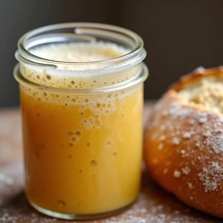 Levain borbulhante pronto para ser usado.