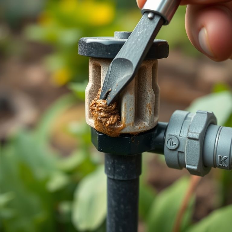 Lidando com entupimentos no sistema de gotejamento.