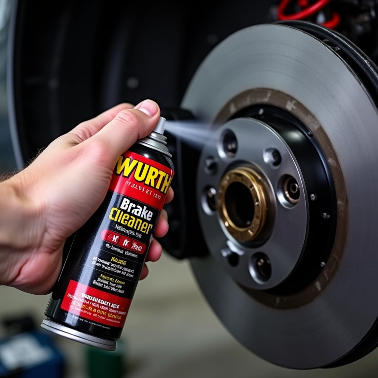 Limpador de freios Wurth em uso na manutenção.