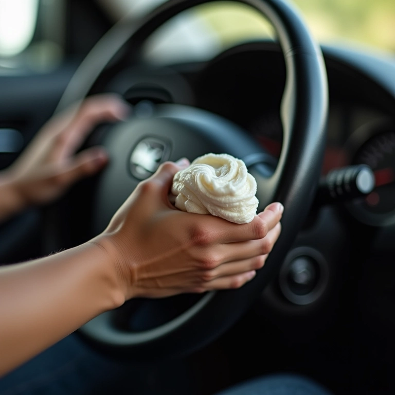 Limpeza suave do volante com água e sabão neutro.