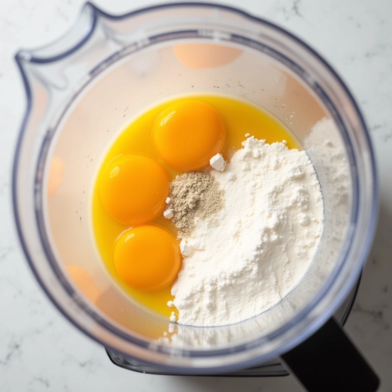 Liquidificador com ingredientes para a massa base da torta.