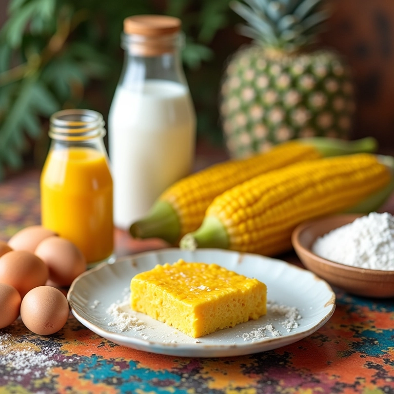 Lista de ingredientes para o bolo de milho de lata.