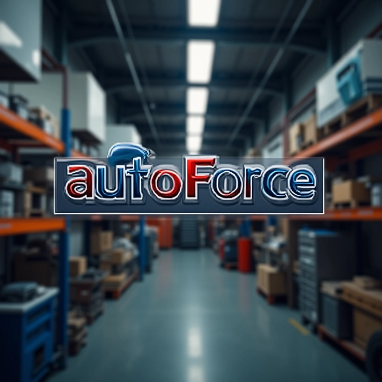 Logo da AutoForce exibido em uma oficina limpa.