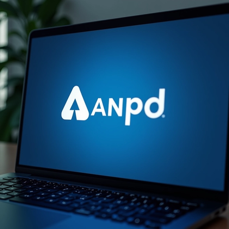 Logo da Autoridade Nacional de Proteção de Dados (ANPD) exibido em uma tela de computador moderna.