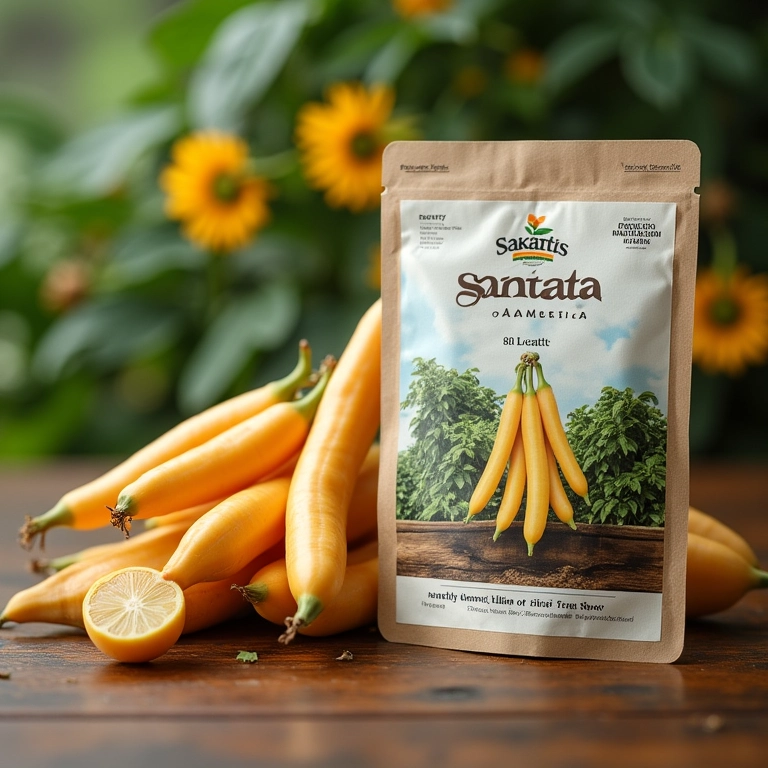 Logo da Sakata Seed Sudamerica e pacote de sementes.