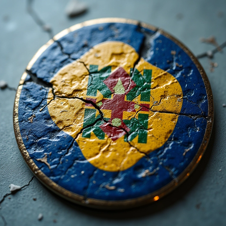 Logotipo de empresa danificado, representando a mancha na reputação por evasão fiscal.