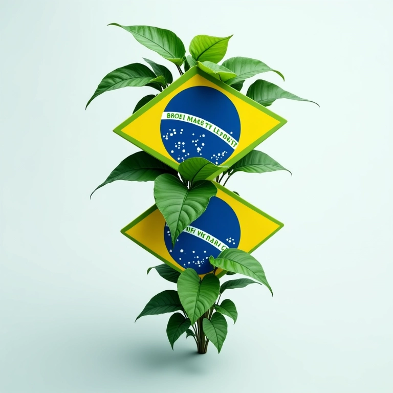 Logotipo de uma empresa brasileira expandindo verticalmente.