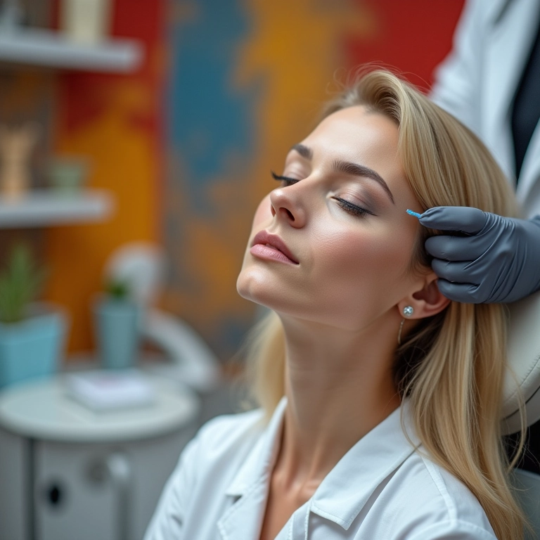 Loira fazendo tratamento de Botox Capilar no salão