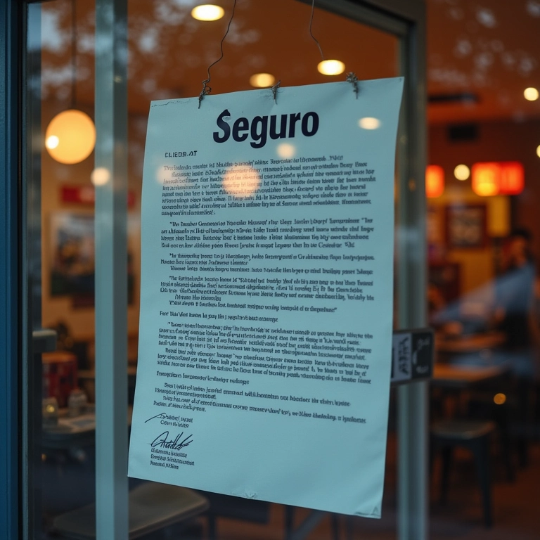 Loja danificada com seguro negado, representando problemas com o seguro por falta de alvará.