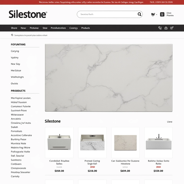 Loja online vendendo bancadas de Silestone.