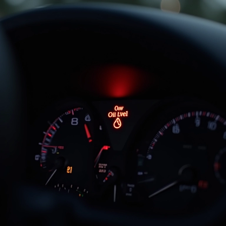 Luz de óleo acesa no painel.