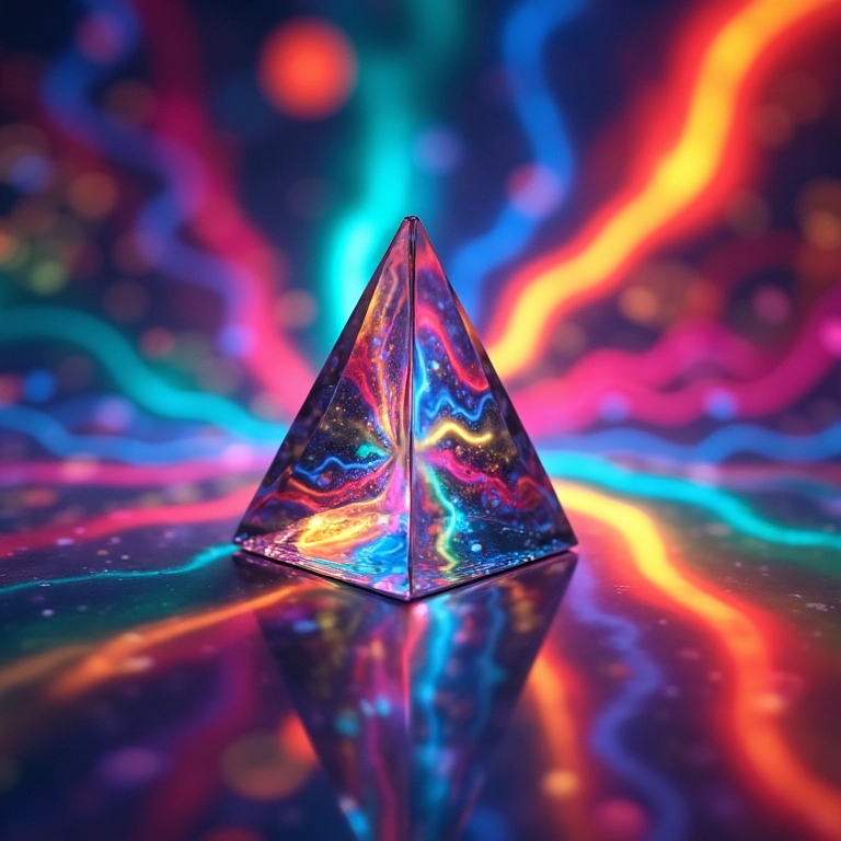 Luz se refratando através de um prisma.