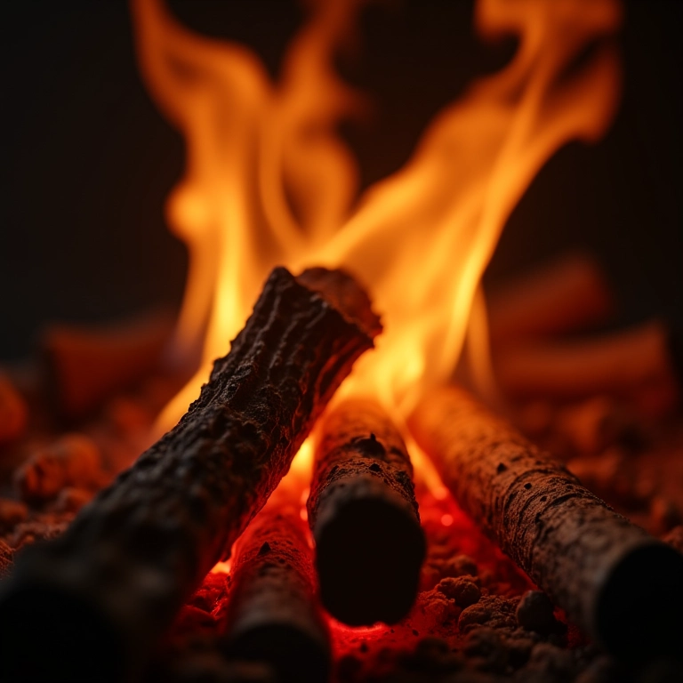 Madeira em combustão, mostrando as ondas de calor geradas.