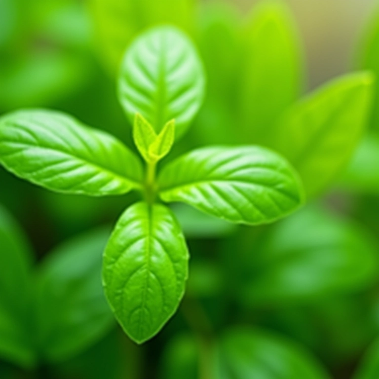 Manjericão aromático na horta de verão.