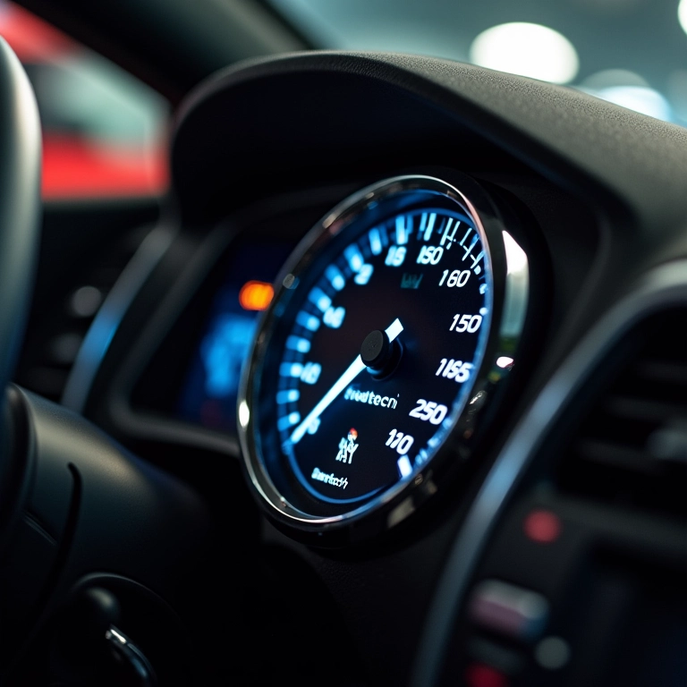 Manômetro de combustível FuelTech instalado em carro de alta performance.