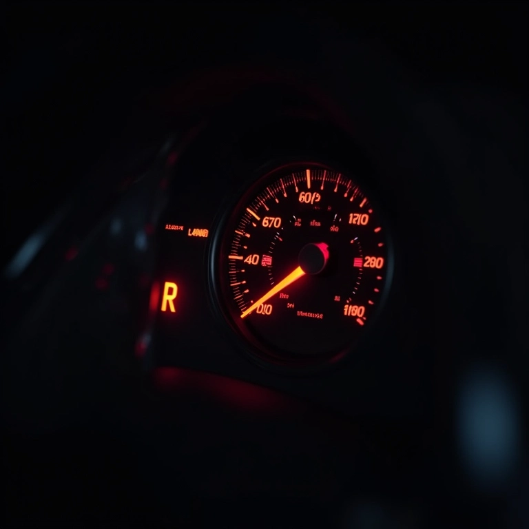 Manômetro indicando pressão de combustível baixa com luz de alerta.