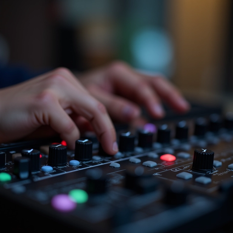 Mão ajustando a velocidade do mixer.