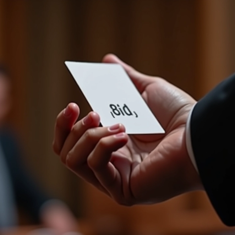 Mão dando um lance vencedor em um leilão.