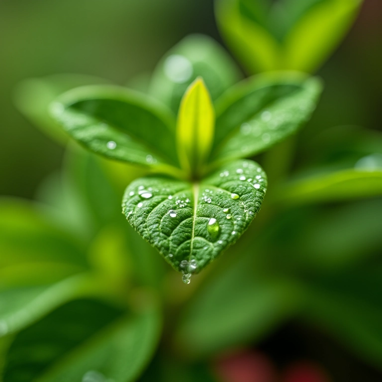 Mão regando impatiens, mostrando as gotas nas folhas.
