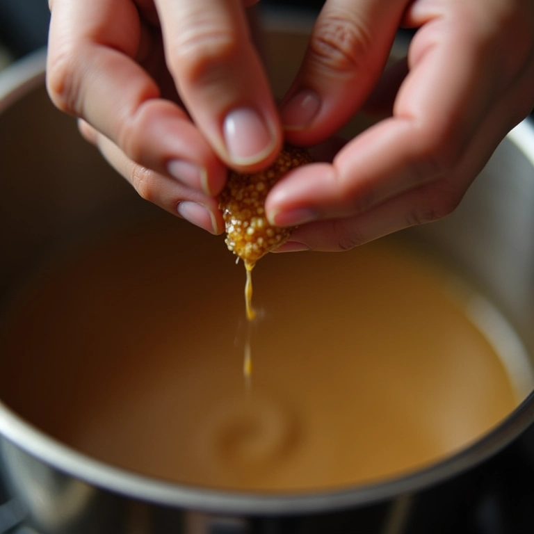 Mãos adicionando um ingrediente secreto a brigadeiros.