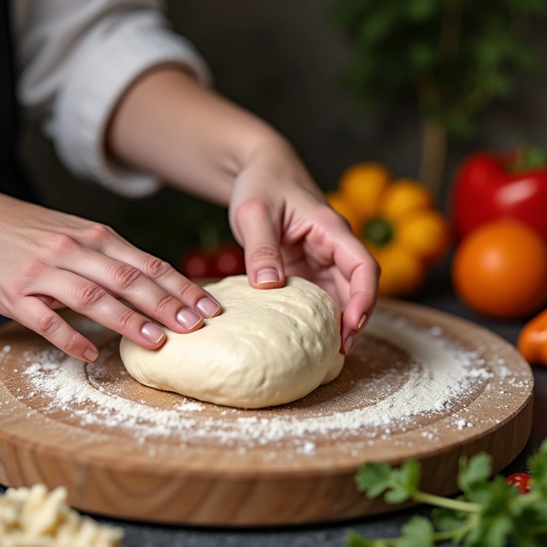 Mãos amassando massa de pão sem glúten.