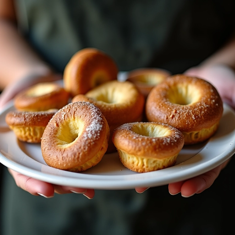 Mãos de mulher segurando prato com doces de padaria.