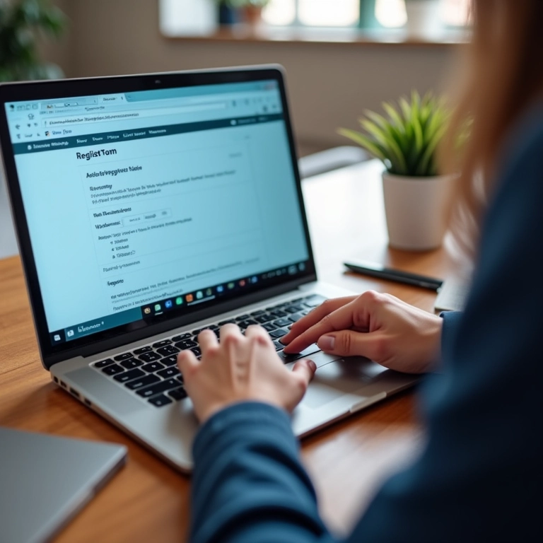 Mãos digitando em laptop seguindo guia de como se formalizar MEI.