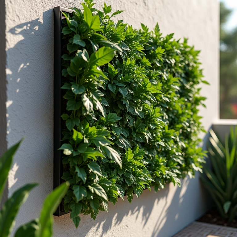Mãos fixando a horta vertical de cano de PVC na parede de um pátio brasileiro.