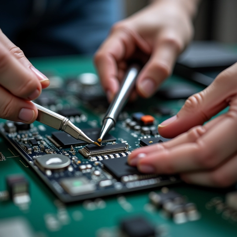 Mãos limpando um sensor PS10 com ferramentas adequadas.