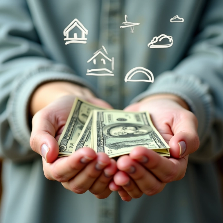 Mãos recebendo dinheiro, representando saque do FGTS.