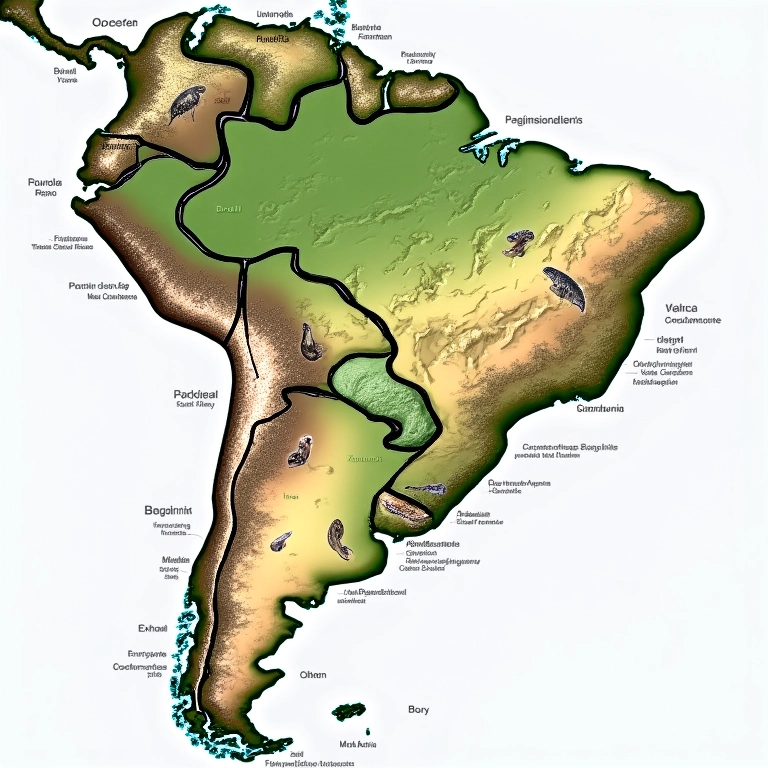 Mapa da distribuição de cobras venenosas na América do Sul, com foco no Brasil.