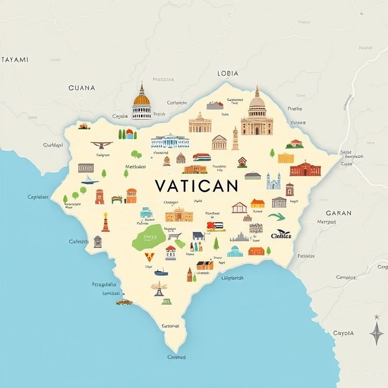 Mapa detalhado da Cidade do Vaticano mostrando suas fronteiras.