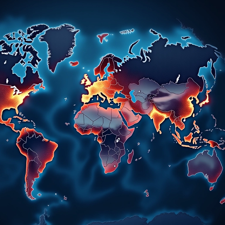 Mapa dos países com sol da meia-noite
