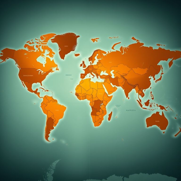 Mapa mundial destacando centros de negociação de ouro, mostrando sua facilidade de negociação global.