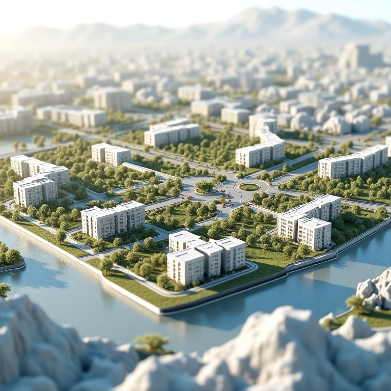 Maquete do Plano Piloto de Lúcio Costa, destacando o design em forma de cruz.