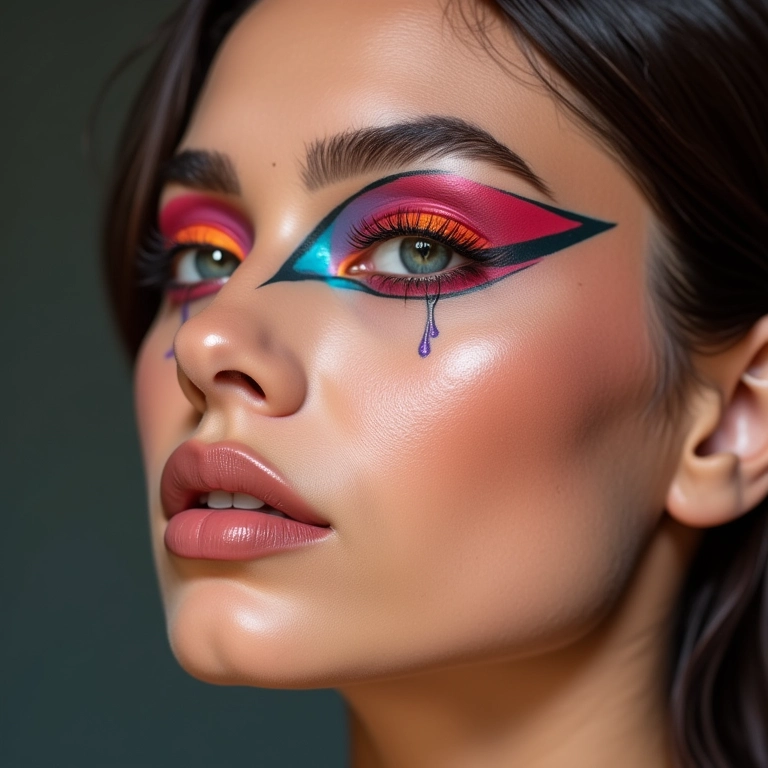Maquiagem gráfica e moderna com delineador.