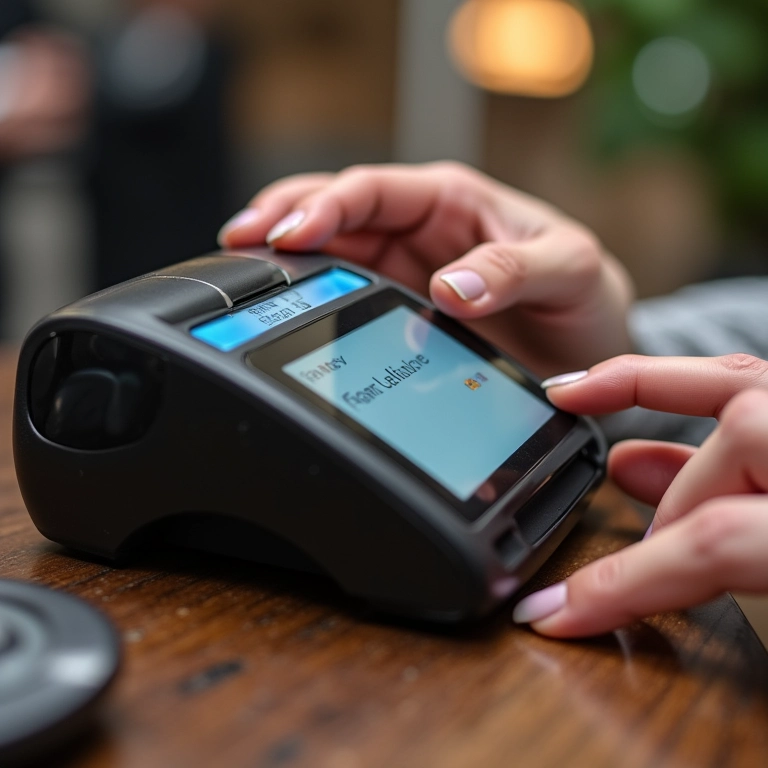 Maquininha de cartão para manicure.