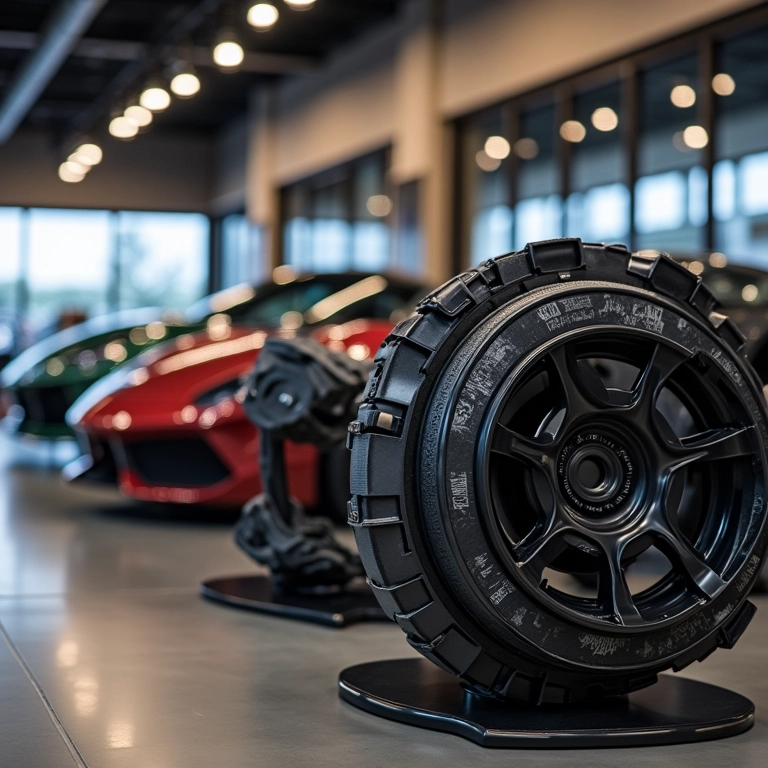 Marcas especializadas em freios de cerâmica em exposição.