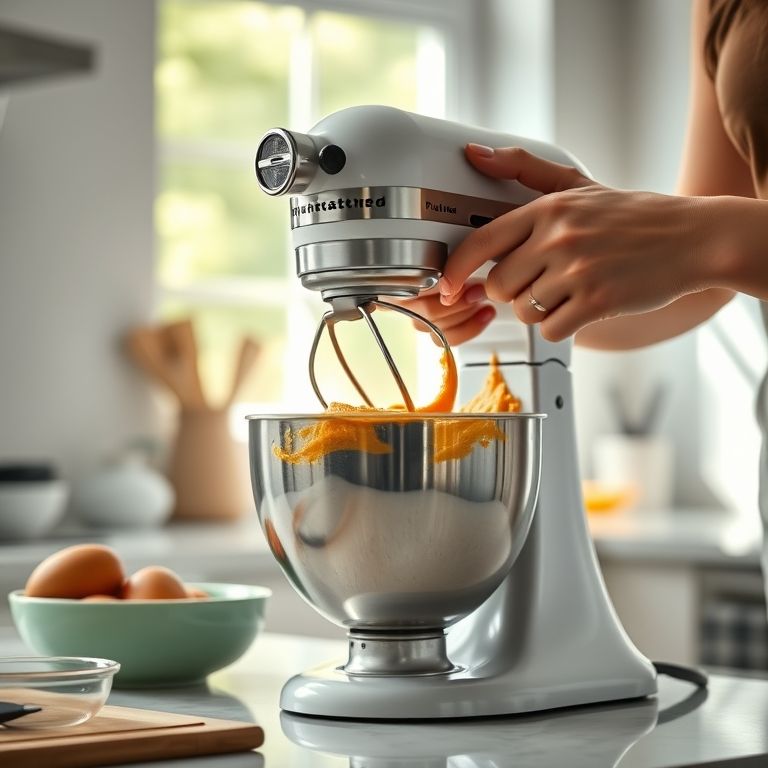 Massa de bolo sendo batida.