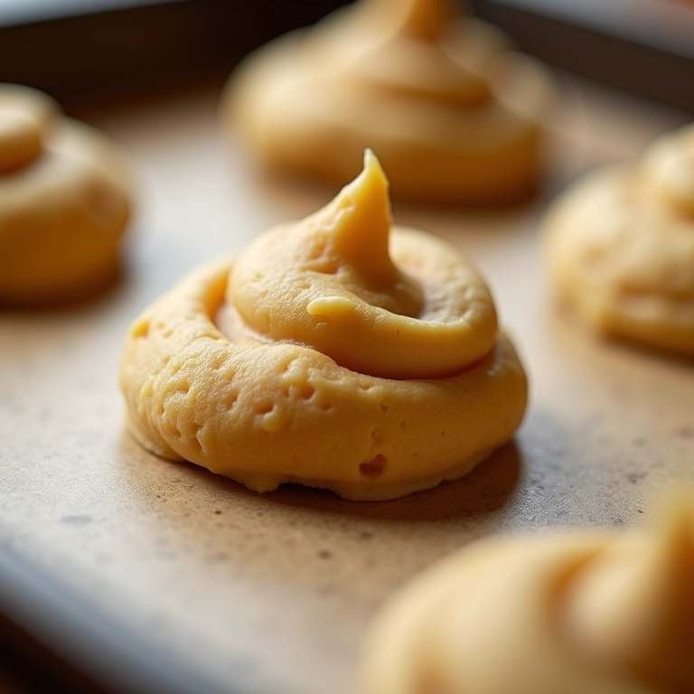 Massa de cookie sendo colocada na assadeira antes de refrigerar.