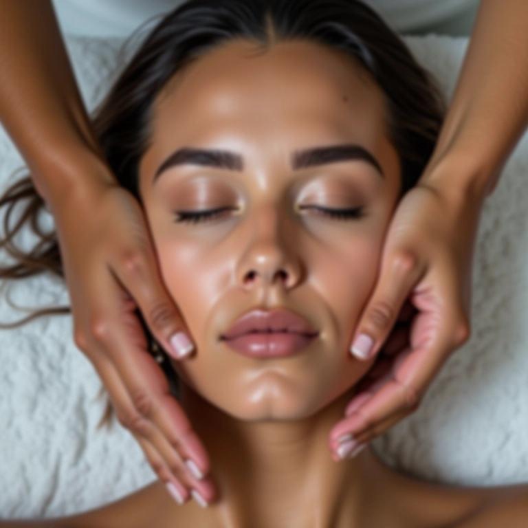 Massagem facial lifting para rejuvenescer a pele.
