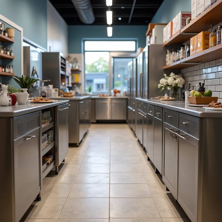 Materiais fáceis de limpar e duráveis em um pet shop.