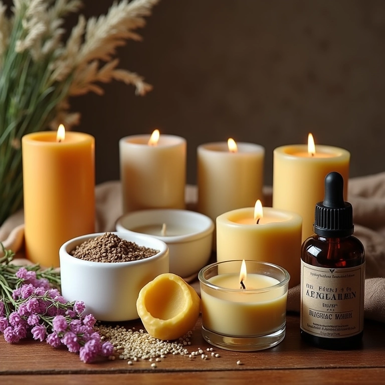 Materiais necessários para fazer velas decorativas.